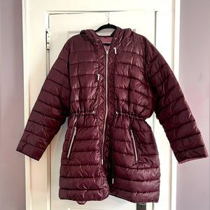 Kenneth Cole, Packable Anorak Puffer Coat, Burgundy